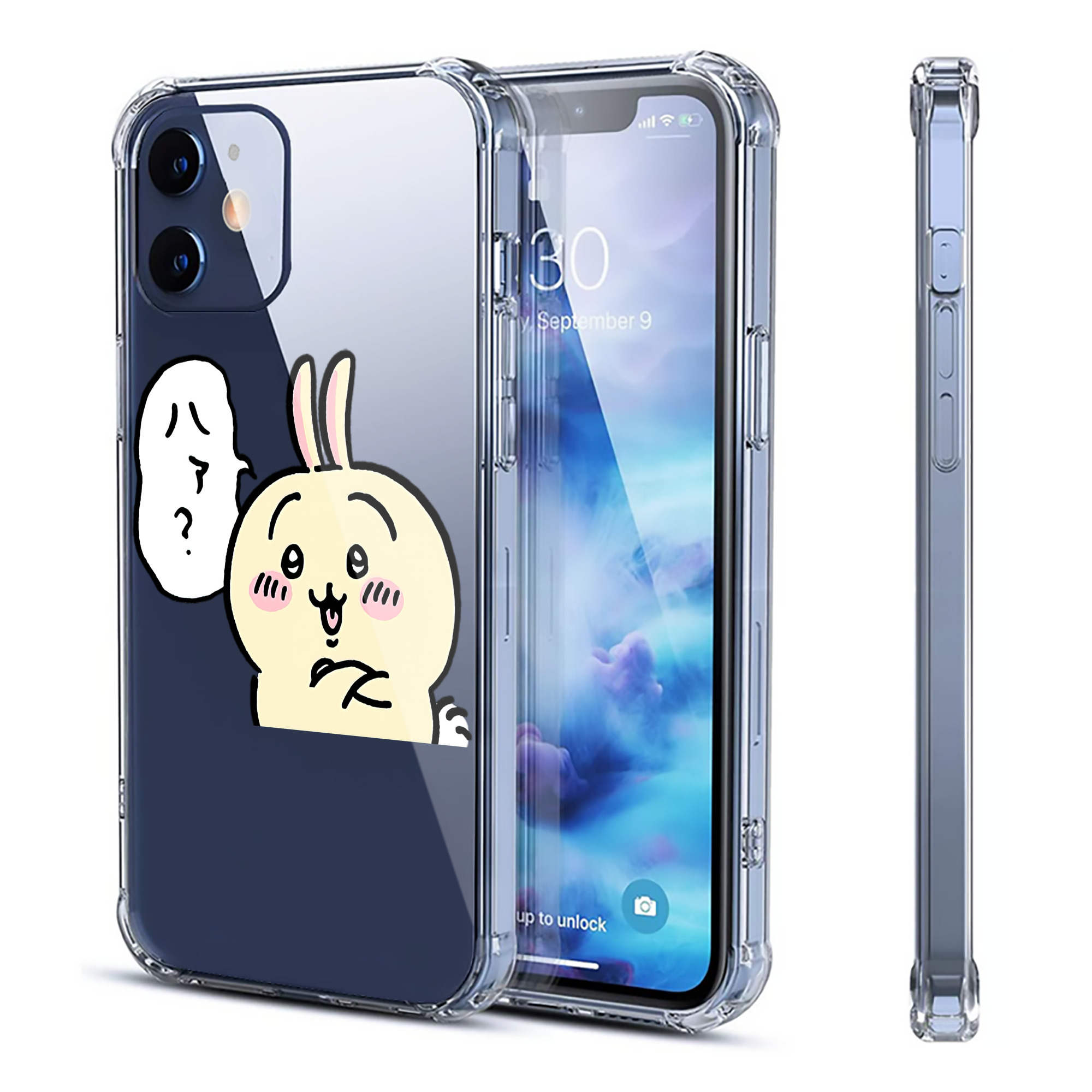 （画像用） ちいかわ うさぎ Chii-kawa usagi 【iPhone 12シリーズ対応】透明スマホケース（クリアソフトケース）